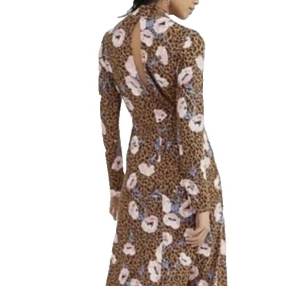 Free People Animal Print Floral Maxi Dress Women Size S Long Sleeve - Picture 6 of 15
